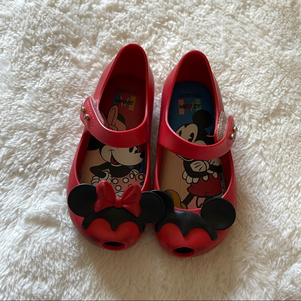 Used mini Melissa red disney shoes size 8